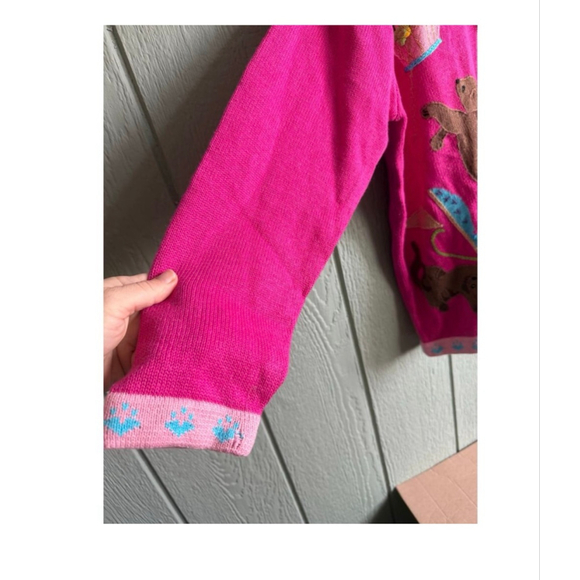 NWT Vintage Stonybrook Knits Cat Cardigan Whimsical Pink Kitten Sweater | Size L - Picture 2 of 7
